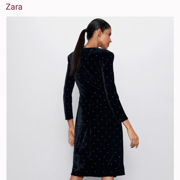 NWT - Zara Size S Black Sparkly Velvet Dress - Picture 5 of 7